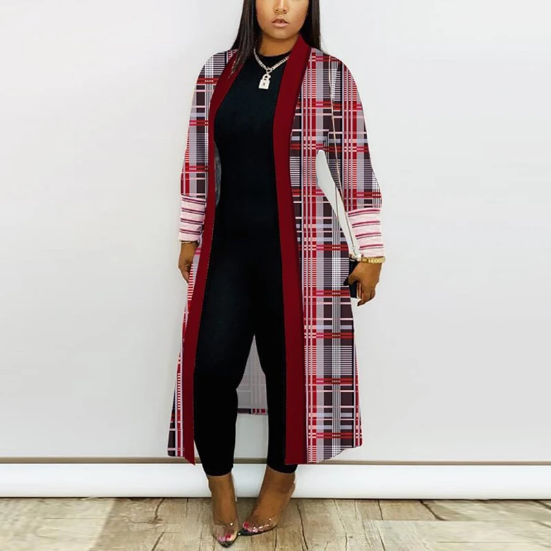 

2022 Fashion Office High Street Outwear 2022 Women Long Vintage Straight Trench Coats Female Harajuku Printed Patchwork Jackets