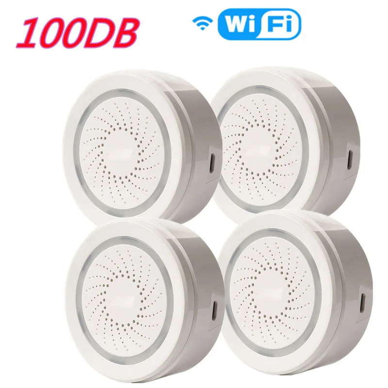 

1-5PCS Tuya Smart Life WiFi USB 100DB Siren Alarm Detector Wireless Sound Light Alert APP Remote Control Via Alexa Google Home