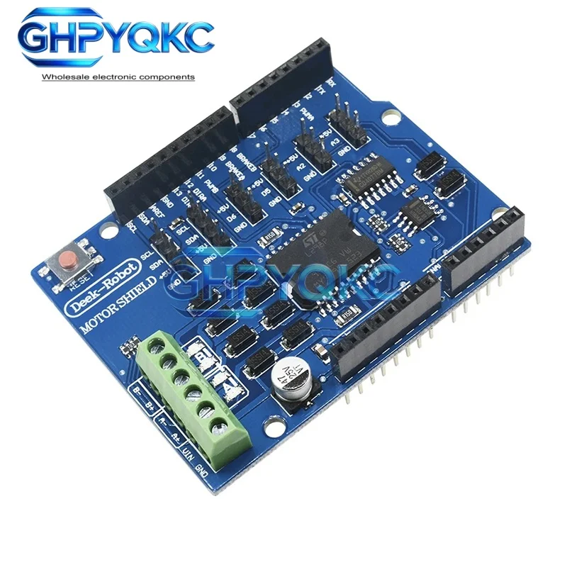 Фото GHPYQKC L298P L298 Shield R3 Модуль драйвера двигателя постоянного тока 2А, двухканальный H-мост, 2-канальный, для Arduino, реле 5В 12В №3