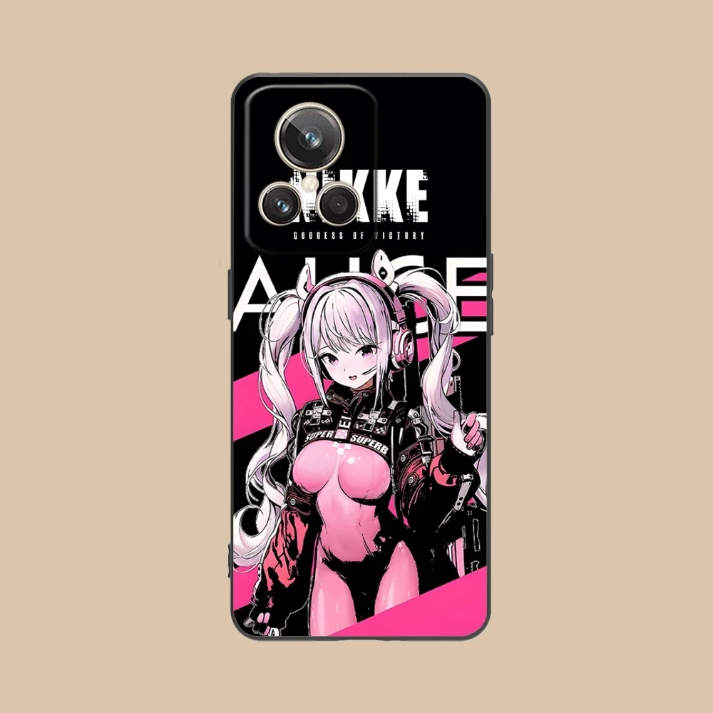 Чехол для телефона с рисунком богини NIKKE Alice черный мягкий чехол Realme GT 2 9i 8i 7i Pro X50 X2