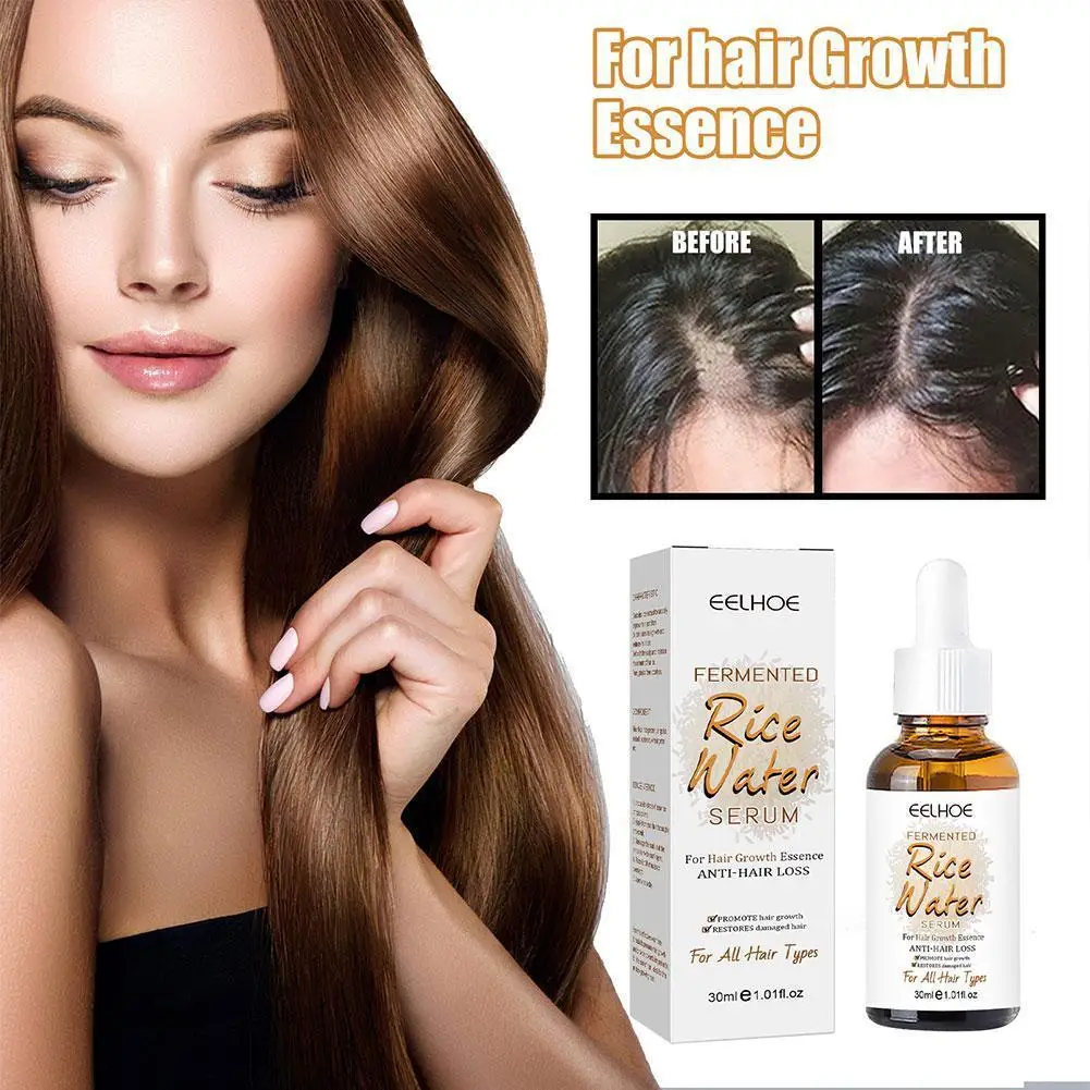 

30ml Rice Water Hair Growth Essence Anti Hair Loss Repair Damaged Dry Frizzy Hair Moisturizing Hair Care Serum Essential Oil