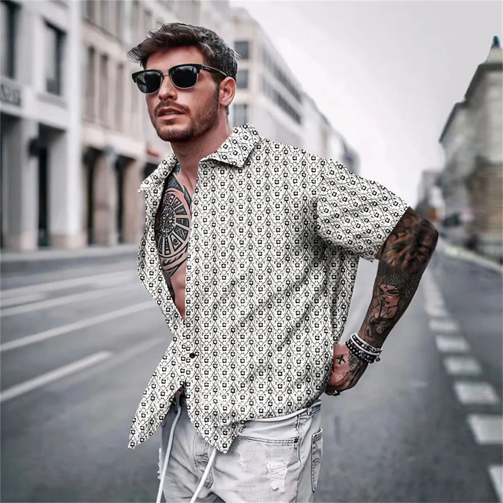 

2023 Summer New Men's High Quality Fashion Social Polo Short Sleeve Button Printed Shirt Street Men's Designer Clothing Top