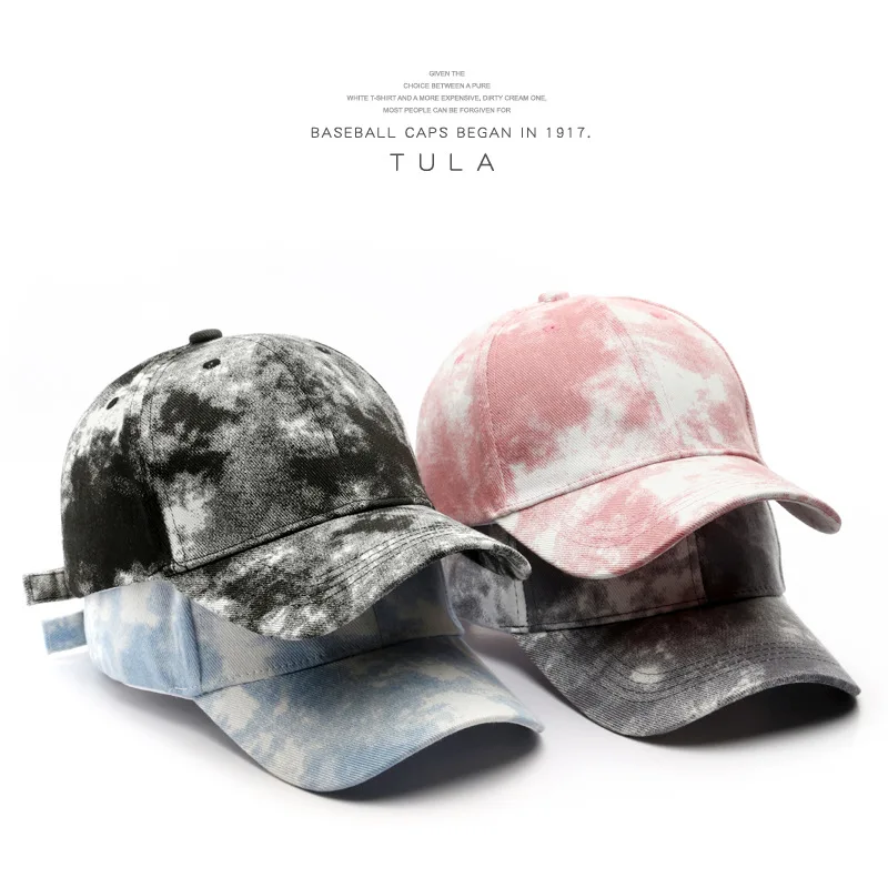 

2023 New Fashion Men and Woman's Tie-dyed Baseball Caps Adjustable Sun Hats Unisex Cotton Casual Hip-hop Visor Hats Gorra