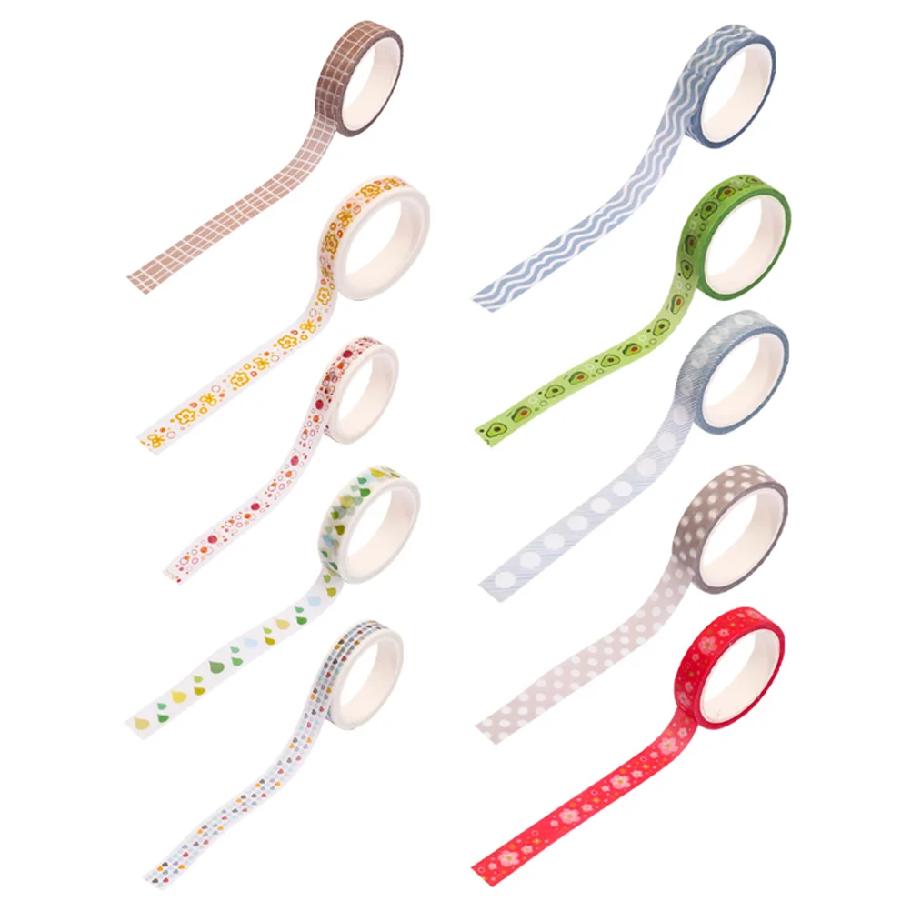 

10 Rolls of Journaling DIY Tapes Colorful Adhesive Stickers Paper Tapes Gift Tapes Craft Making Tapes