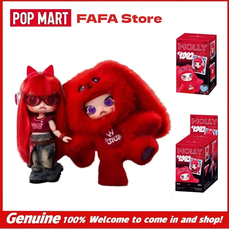 Фото Оригинальная фигурка Pop Mart Molly × Yuqi, масштаб 1/8, шарнирная, коллекционная, подарок, таинственная коробка-сюрприз №1