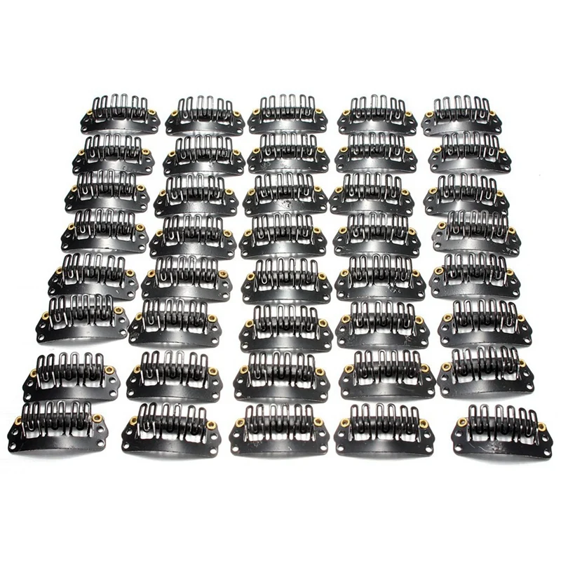 

160Pcs U-Shaped Clamp For Hair Extensions Wig Clips DIY Comb Black Frame