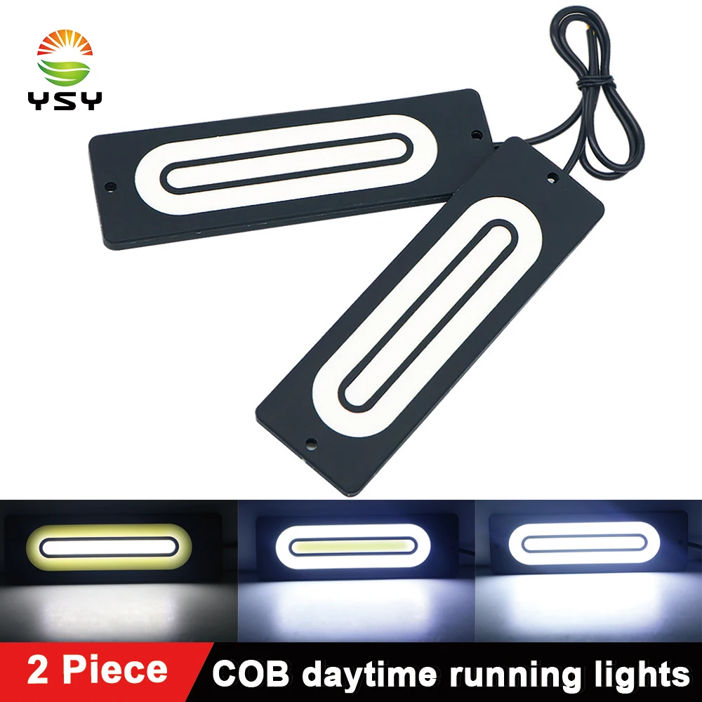 

YSY 2Pcs High Power COB DRL U Shape Car LED Daytime Running Lights Auto Driving Fog Lamp Trunk Light White Rubber Bulbs 12V