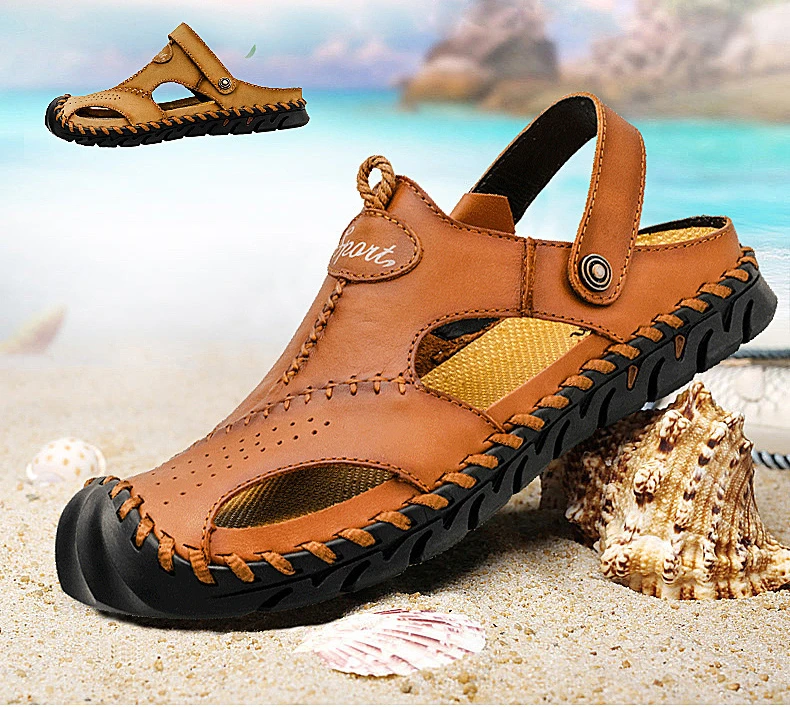 

High quality large size men's sandals hollow breathable casual shoes men's single shoes dual purpose sandals