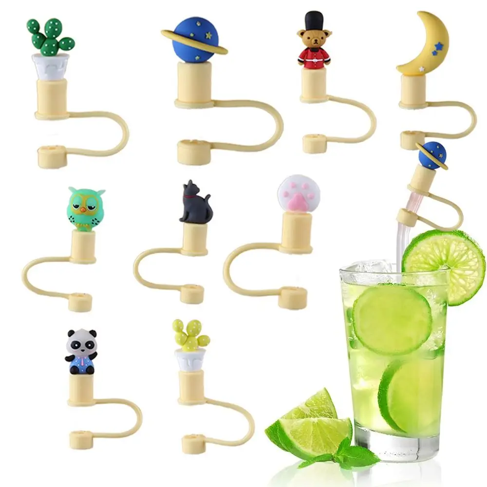 

1 шт. мультяшная силиконовая соломенная заглушка 6-8 мм, крышка с соломенными наконечниками, многоразовые колпачки от питьевой пыли, брызгозащищенная крышка, соломенный наконечник