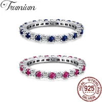 trumium 925 sterling silver eternity rings for women sapphire ruby cubic zirconia gemstone boho wedding engagement ring jewelry
