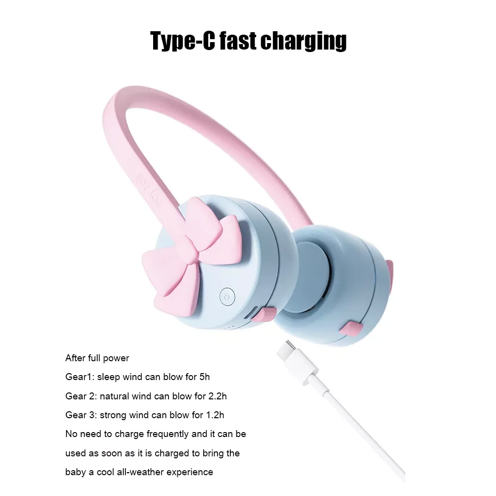 

NEW2023 Mini Portable Bladeless Neck Fan USB Rechargeable Mute Fans for Kids Children Cute Cooling Fan Summer Outdoor Hanging Ai