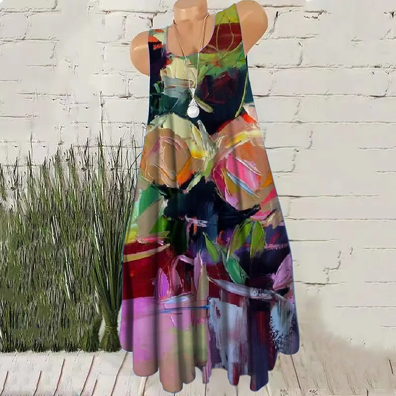 Женское мини-платье с 3D-принтом летнее Повседневное платье оверсайз без рукавов