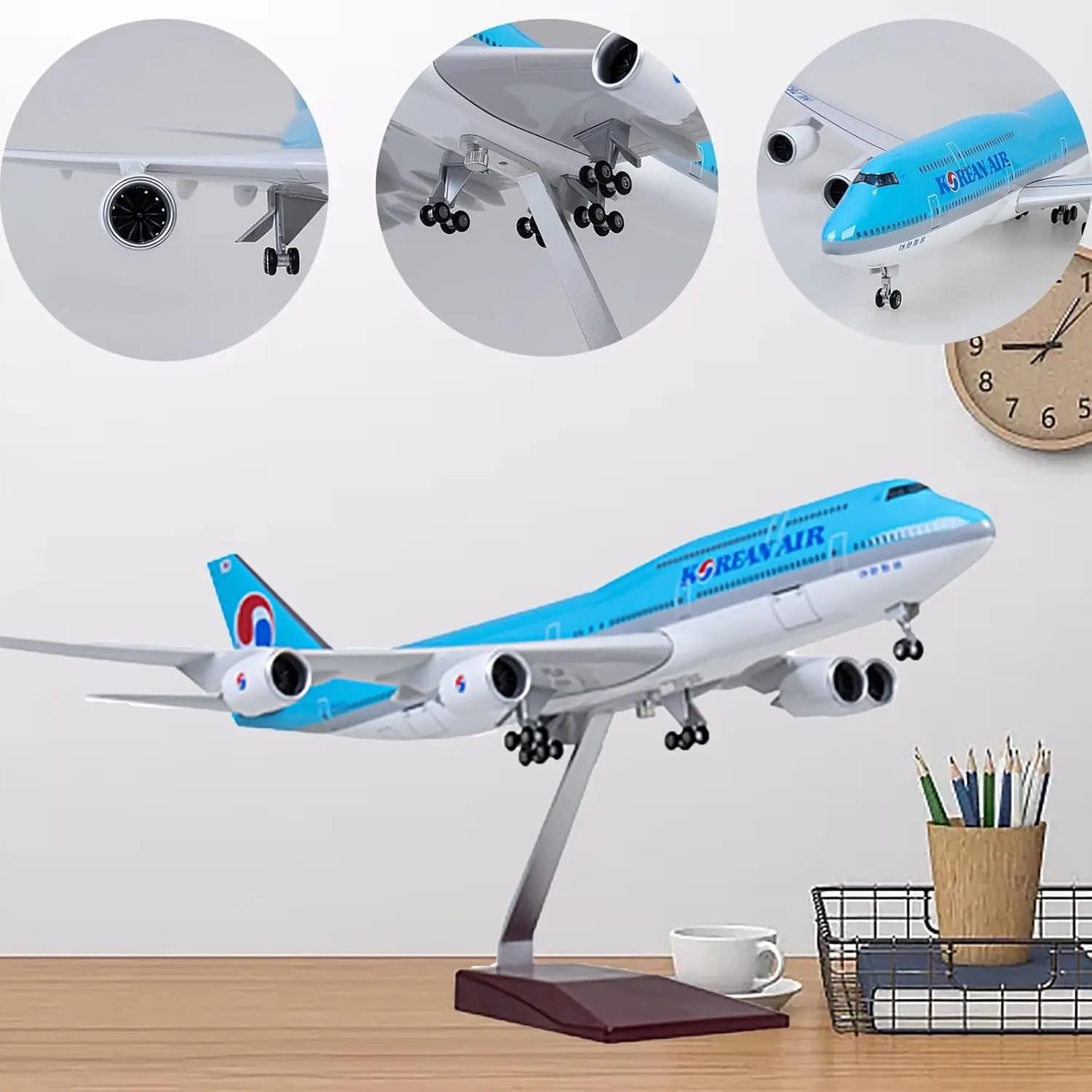 Фото Масштабная модель самолета B747-8 корейской авиакомпании, 1/150, 47 см, из литого металла, для авиационных энтузиастов, в подарок или для коллекции/демонстрации №2