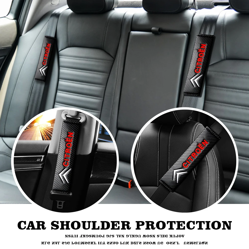 

Car Seat Belt Pads Carbon Fiber Leather Safety Shoulder Strap Pad Cushion Cover for Citroen C4 C3 C5 C1 C2 Berlingo Picasso Saxo