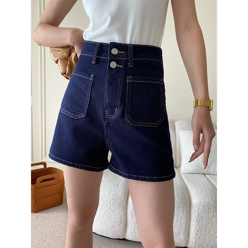 

Dark Blue Color Women Shorts Jeans Summer Cargo Pants Trousers
