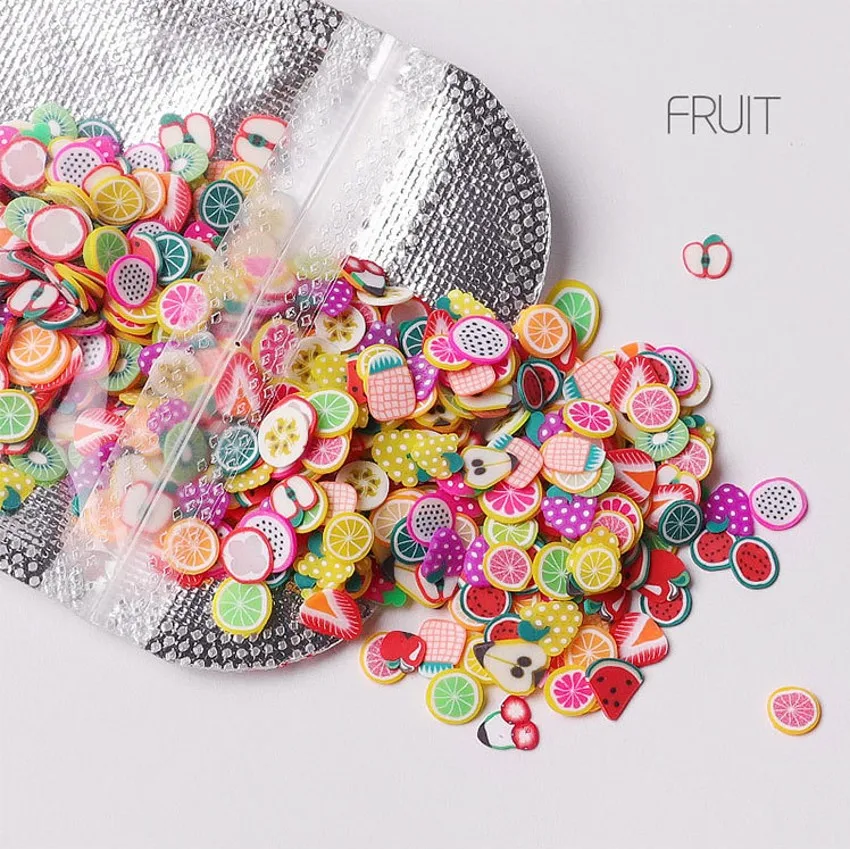 1000Pcs/Bag 3D Candy Fruit Feather Flowers Mix Designs Tiny Slices Polymer Clay DIY Beauty Nail Art Decorations Nail Accesoires images - 6