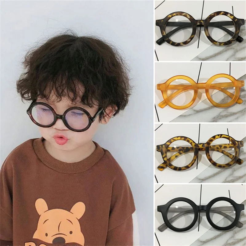 

Простая круглая детская оправа для очков для мальчиков и девочек 2023 Новинка плоские зеркальные индивидуальные модные очки с мультяшным рисунком