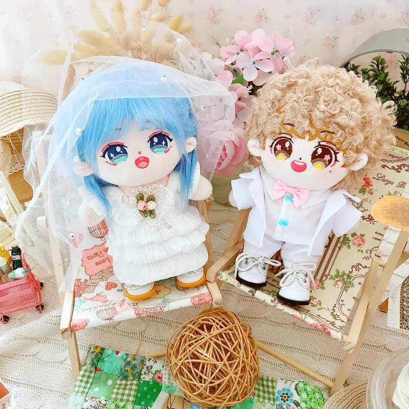 

New Arrival 20cm Doll Clothes 4PC/set White Bride Groom Suit Shirt Pants Wedding Dress Doll Toy Dress Up Clothes Accessories