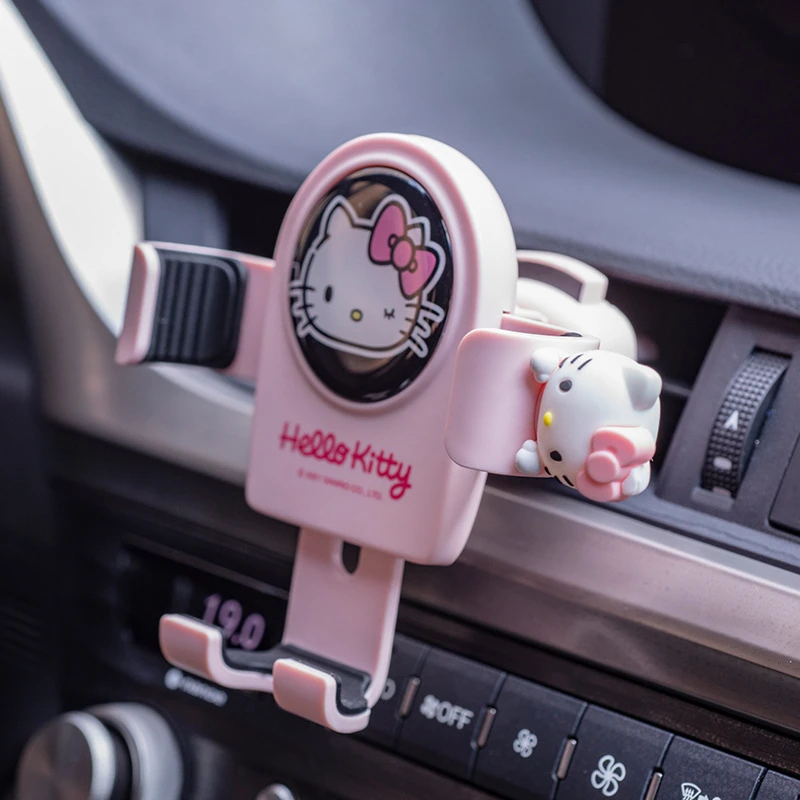 kawaii hello kitty car phone holder sanrio cute multifunctional innovative car accessories air outlet navigation weight holder free global shipping