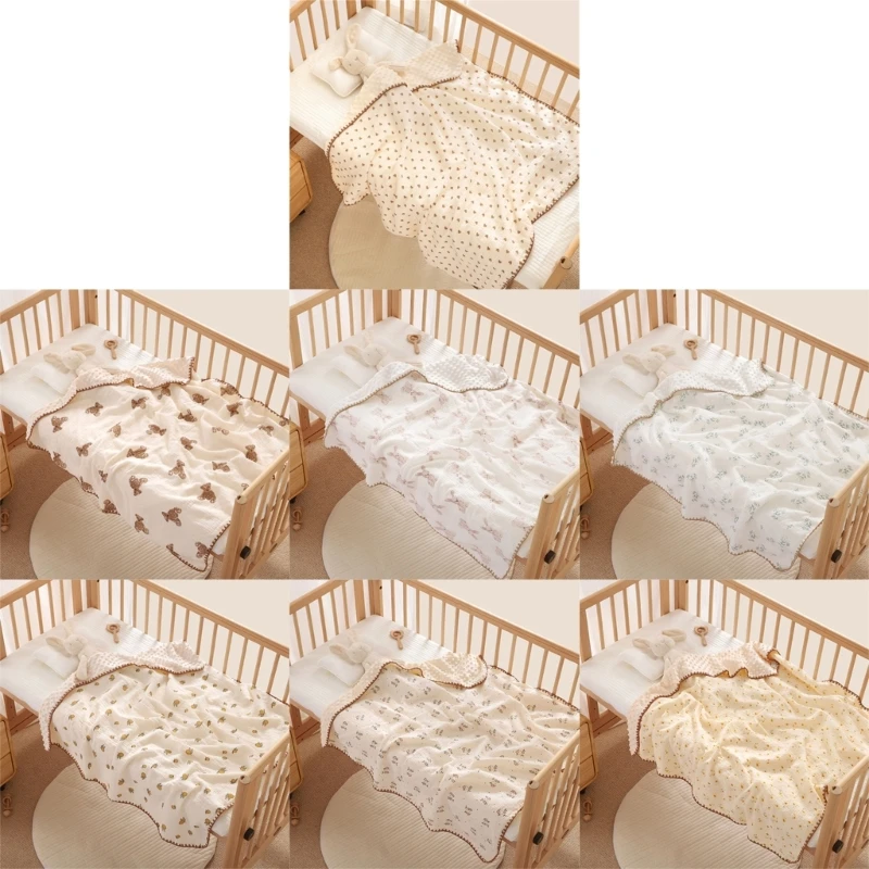 

Muslin Receiving Blanket Nursing Cover Cotton Gauze Baby Dot Blanket for Infant