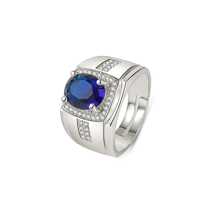 

100% Solid 925 Sterling Silver Blue Sapphire Ring for Women Wedding Bands Anillos De Blue Origin Sapphire Gemstone Jewellry Anel