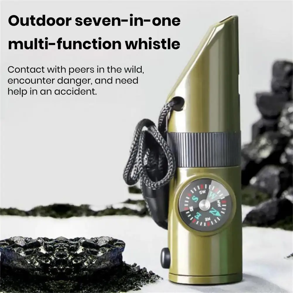 

Lifeguard Whistle Emergency Whistle Versatile Outdoor Whistle with Led Flashlight Compass Magnifier Thermometer for Camping