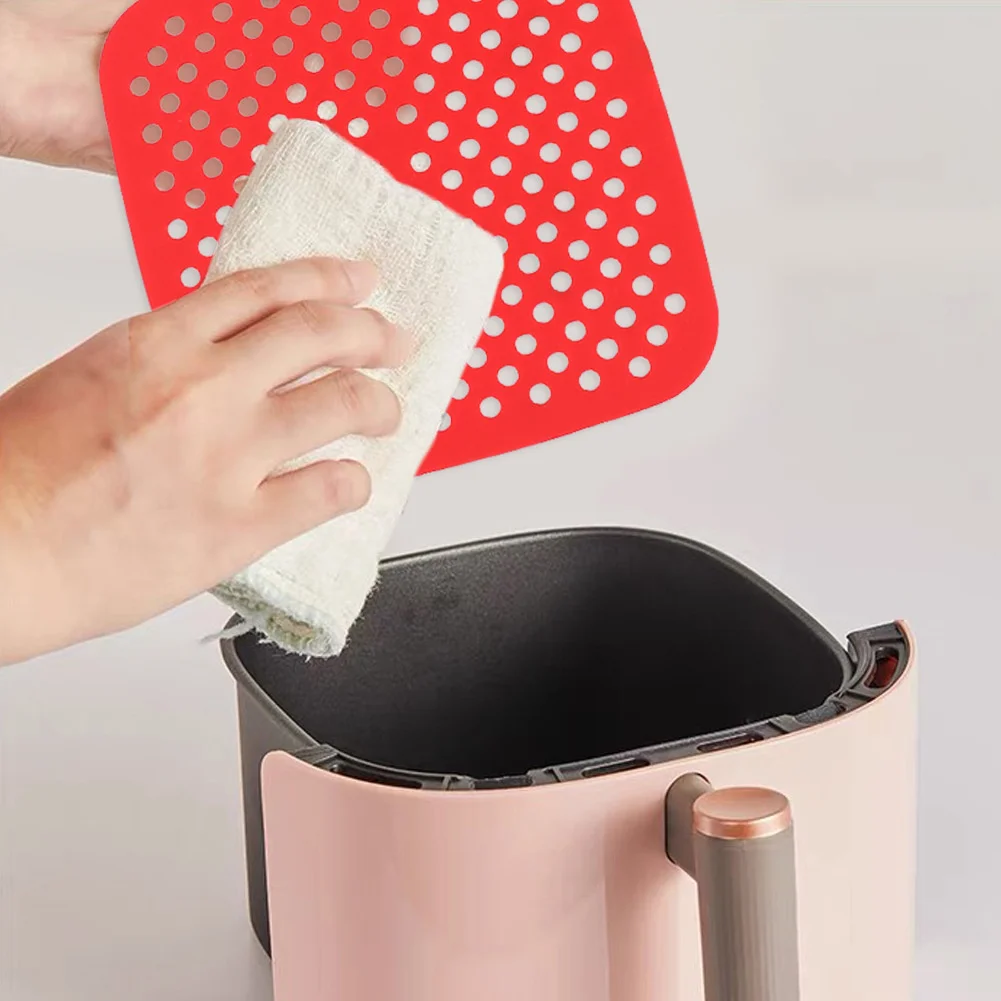 

Air Fryer Reusable Silicone Base Mat Square Round Pot Liner Kitchen Accessories Pastry Tools Bakeware Oil Cake Steamer Basket