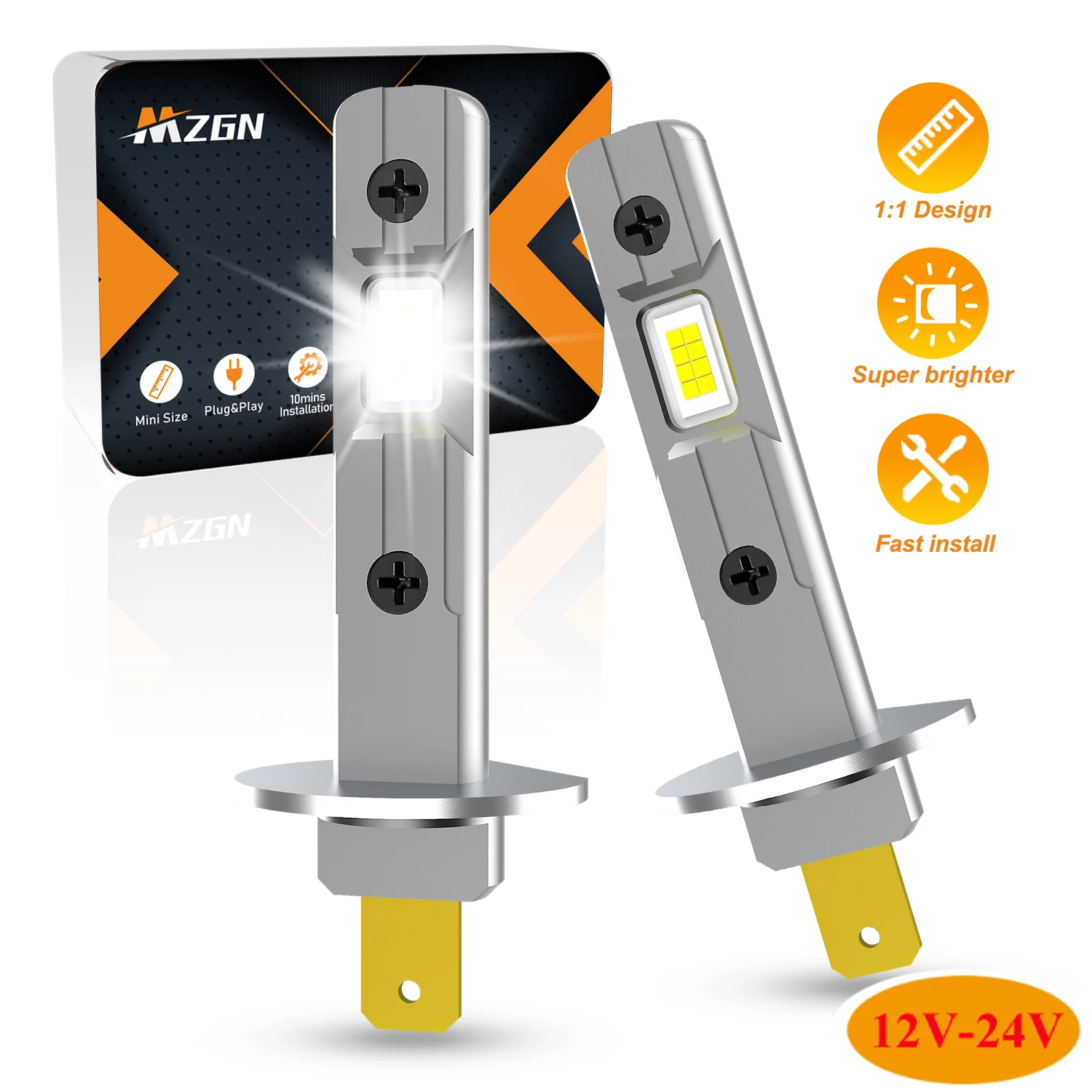 Mzgn 2 Шт. 6500 Лм H1 Автомобильные Лампы Для Фар Canbus Совместимые С K Белые Супер Яркие