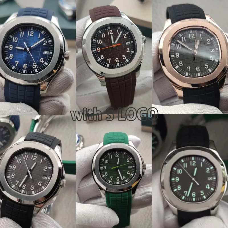 

44mm Modified Grenade S Watch Dial Mechanical Diving Needle DIY Strong Green Luminous for NH35/NH36/4R/6R Movement with S LOGO