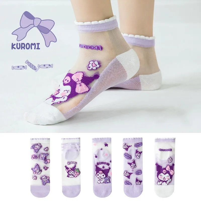 

2023 Sanrio Kuromi детские носки летние Мультяшные аниме удобные носки для девочек сетчатые дышащие поглощающие пот для маленьких девочек