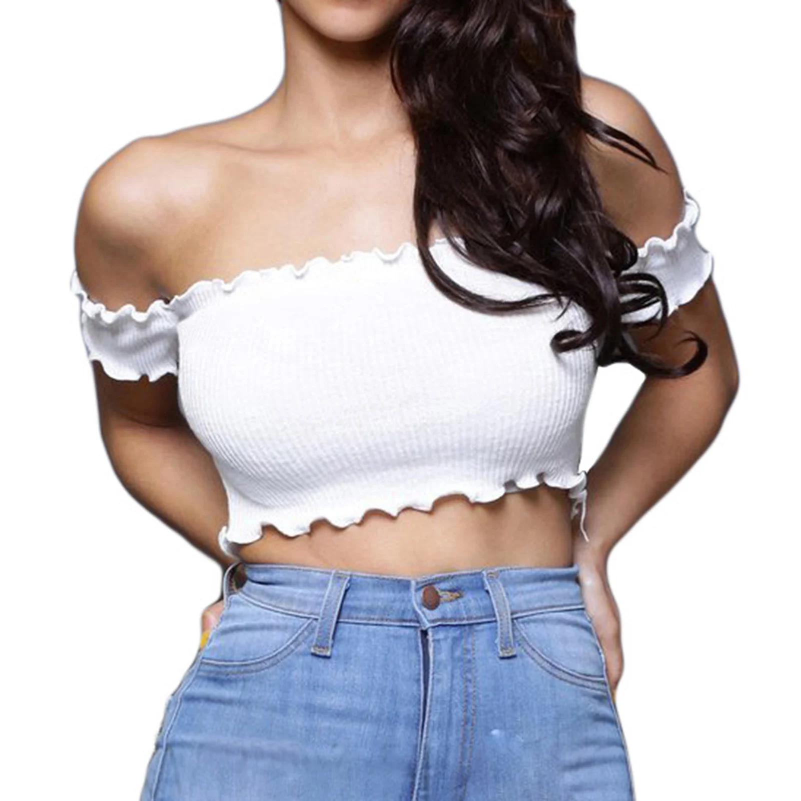 

Женский пикантный топ с одной линией и воротником, облегающий, с открытыми плечами, яркий, для путешествий и покупок на открытом воздухе