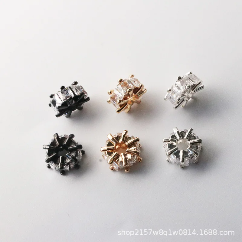 18-каратные позолоченные квадратные цирконовые бусины-разделители разделители