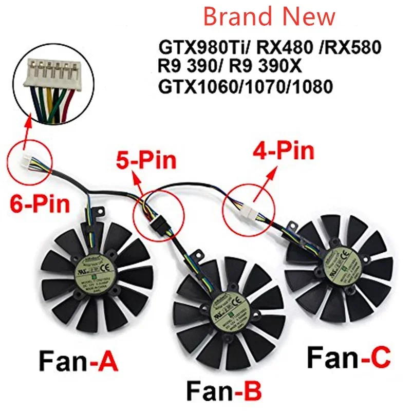 Новый 87 мм компьютерный кулер для видеокарты Вентиляторы охлаждения ASUS Strix GTX 1060