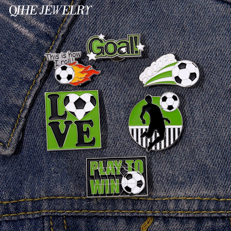 

Football Enamel Pin Badge Brooch Sport Love Soccer Metal Lapel Pin Sweater Hat Jewelry Gift Custom Friends Fans Accessories