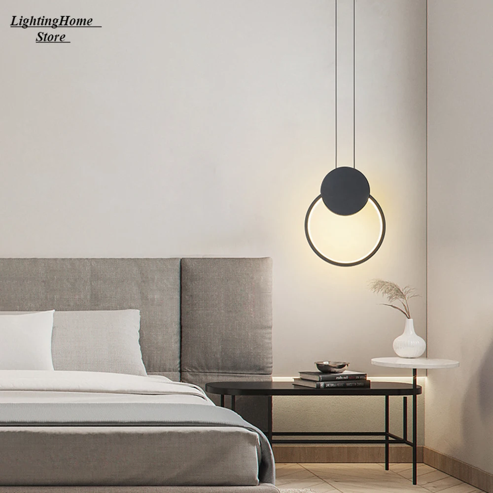 

12W LED Pendant Lights Modern Minimalist Home Lighting Bedroom Living Room Adjustable Wire Chandelier LED Round Acrylic Lamp