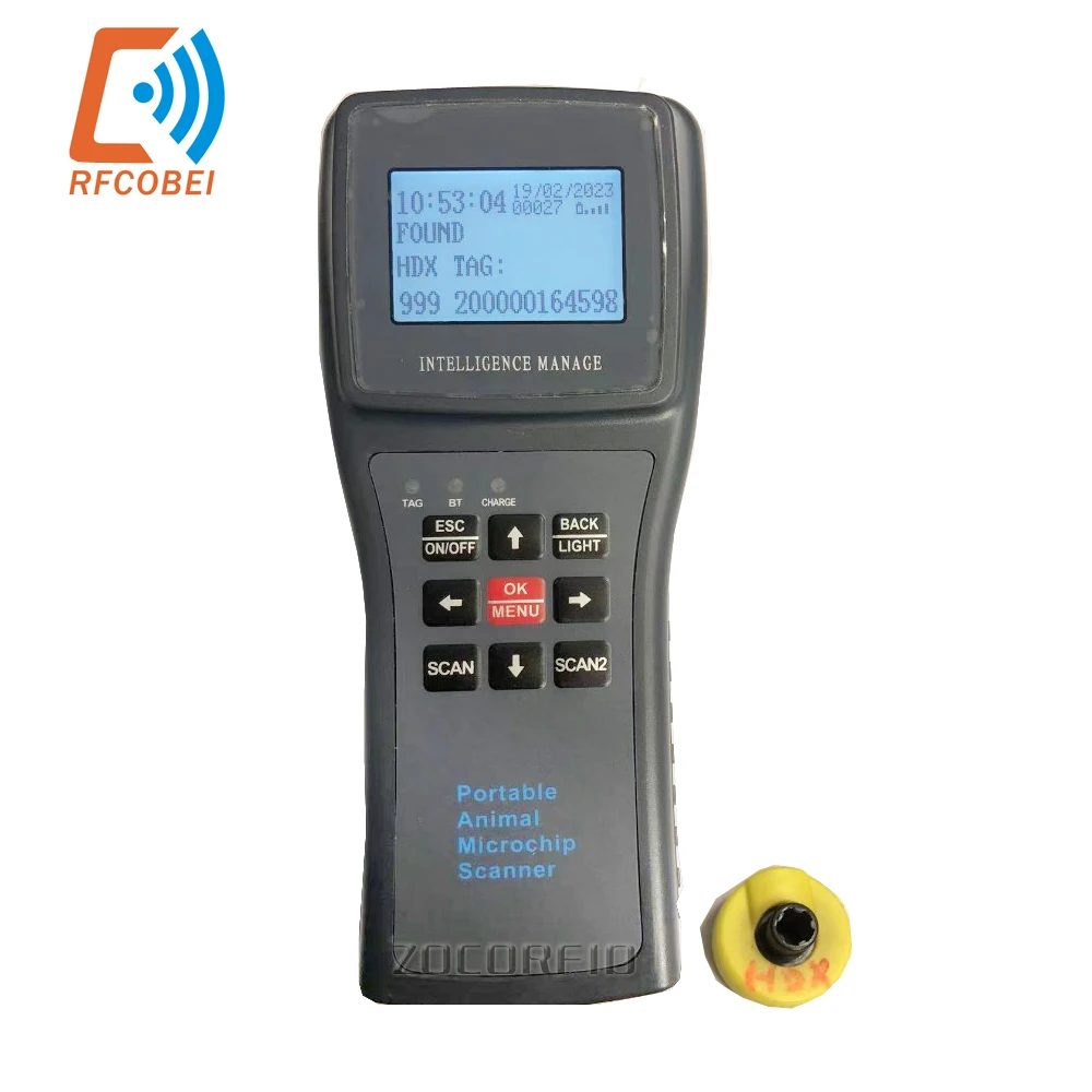 RFID-считыватель для животных ISO11784/785 HDX ID64/EMID Ручной микрочипов домашних собак и