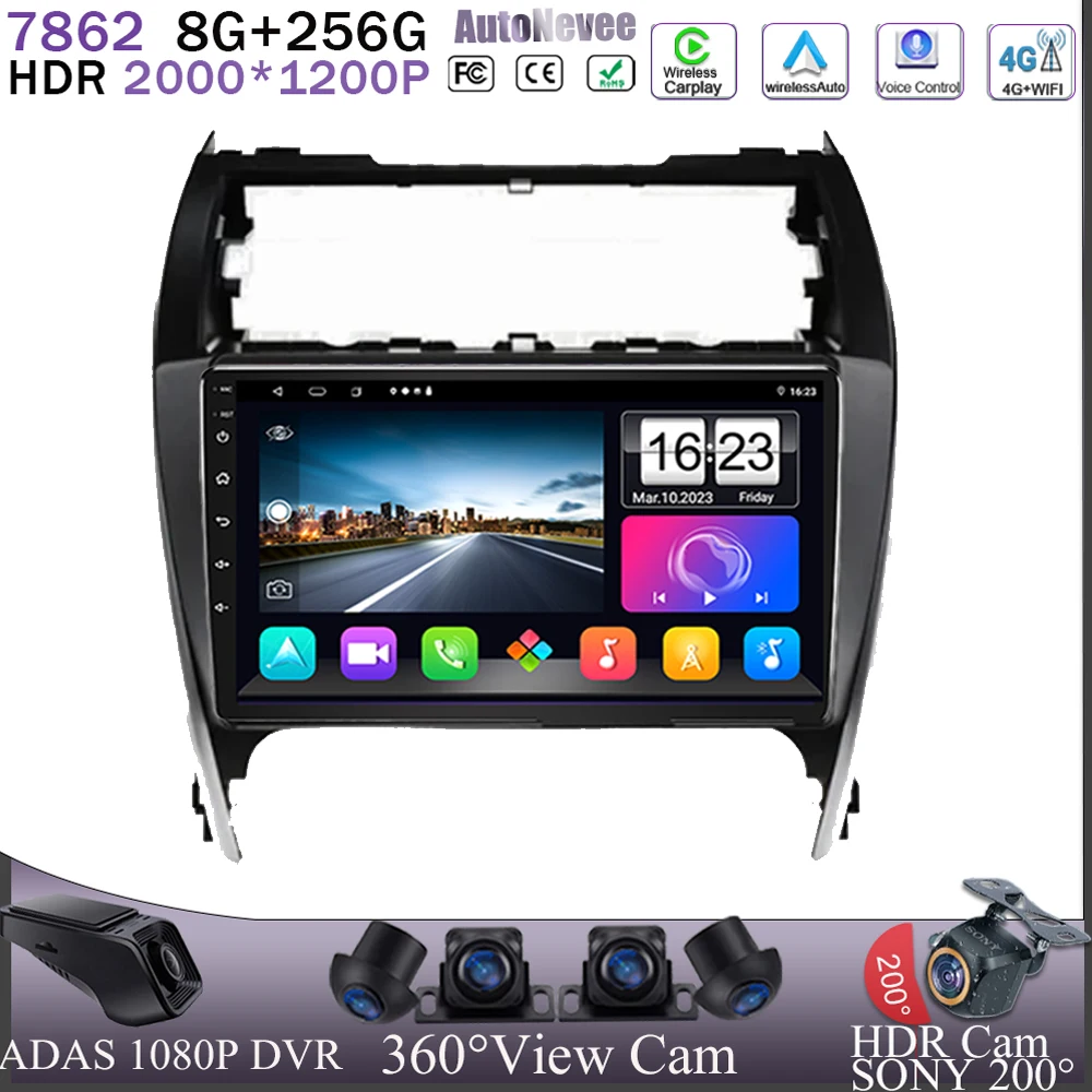 Android 13 для Toyota Camry 2012 2013 2014 Carplay радио 5G WIFI QLED автомобильный DVD ЦП DSP No 2Din