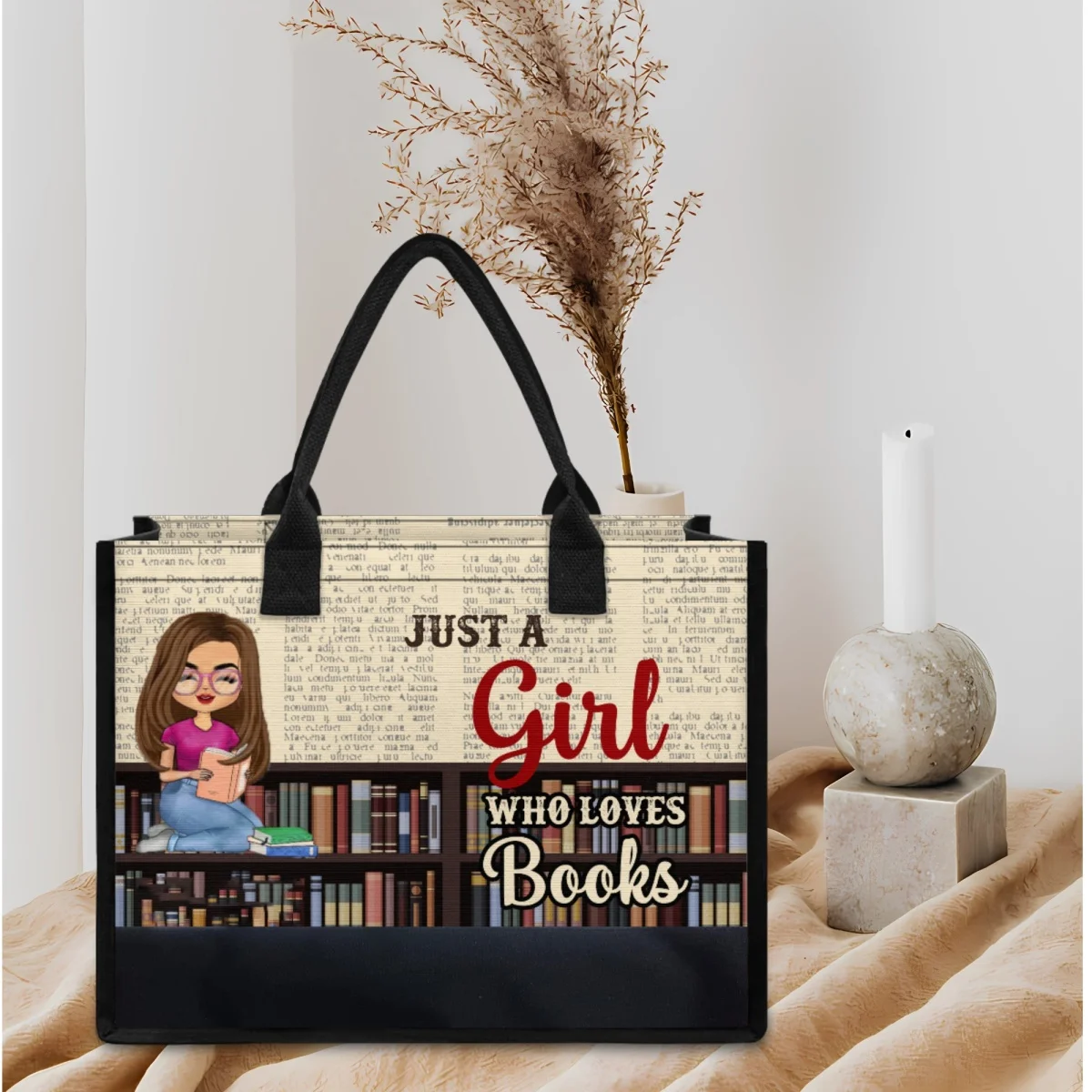 Just A Girl Who Loves Books Design Large Capacity Women Tote Bags Casual Fashion Shoulder Bags for Girls Handbag Teacher's Gift