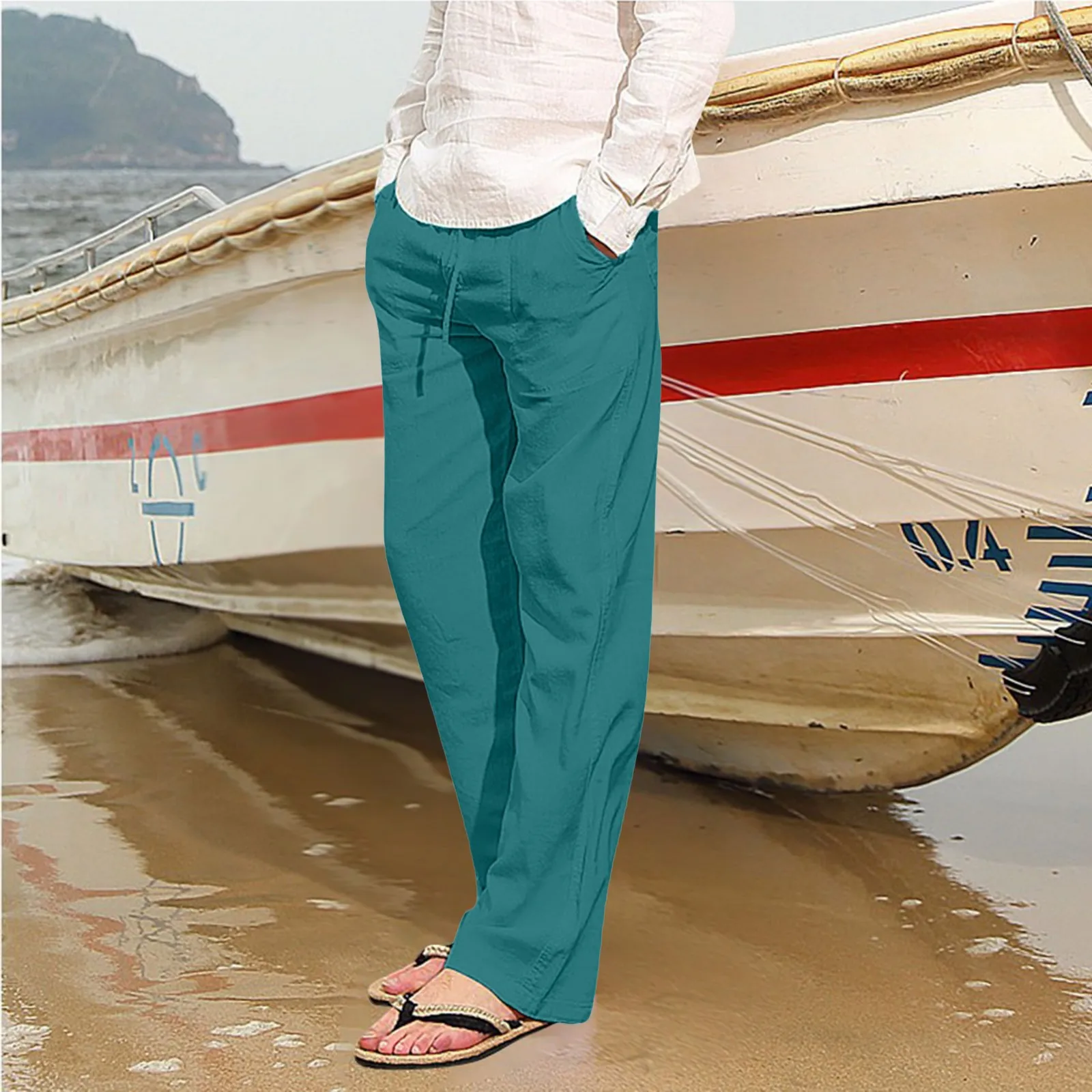 

hawaiian Trousers Men Spring And Summer All Season Breathable Loose Casual Sports Bottoms Holiday vacation Travel Beach Clothing