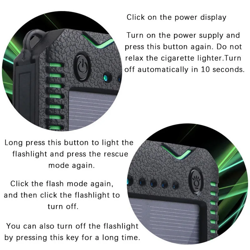 50000mah waterproof solar power bank high capacity mobile phone cigarette lighter charging sos outdoor emergency free global shipping