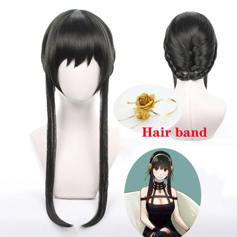 

Anime SPY×FAMILY Yor Forger Long Black Cosplay Wig Hair Heat Resistant Synthetic SPY FAMILY Halloween Role Play Wigs + Wig Cap