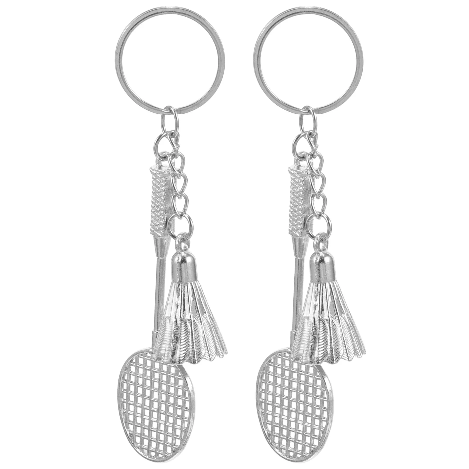 

2 Pcs Metal Keychain Fob Badminton Pendant Backpack Sports Ring Rings Trinket Delicate