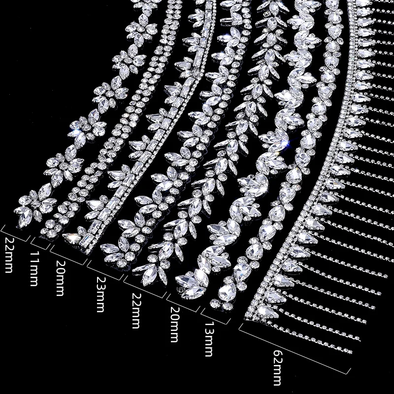 Фото Ducrystal 1 ярда/90 см мотив стеклянные стразы горячая фиксация стеклянные кристаллы со стразами цепочка для отделки обуви «сделай сам», сумки, украшения платьев №4