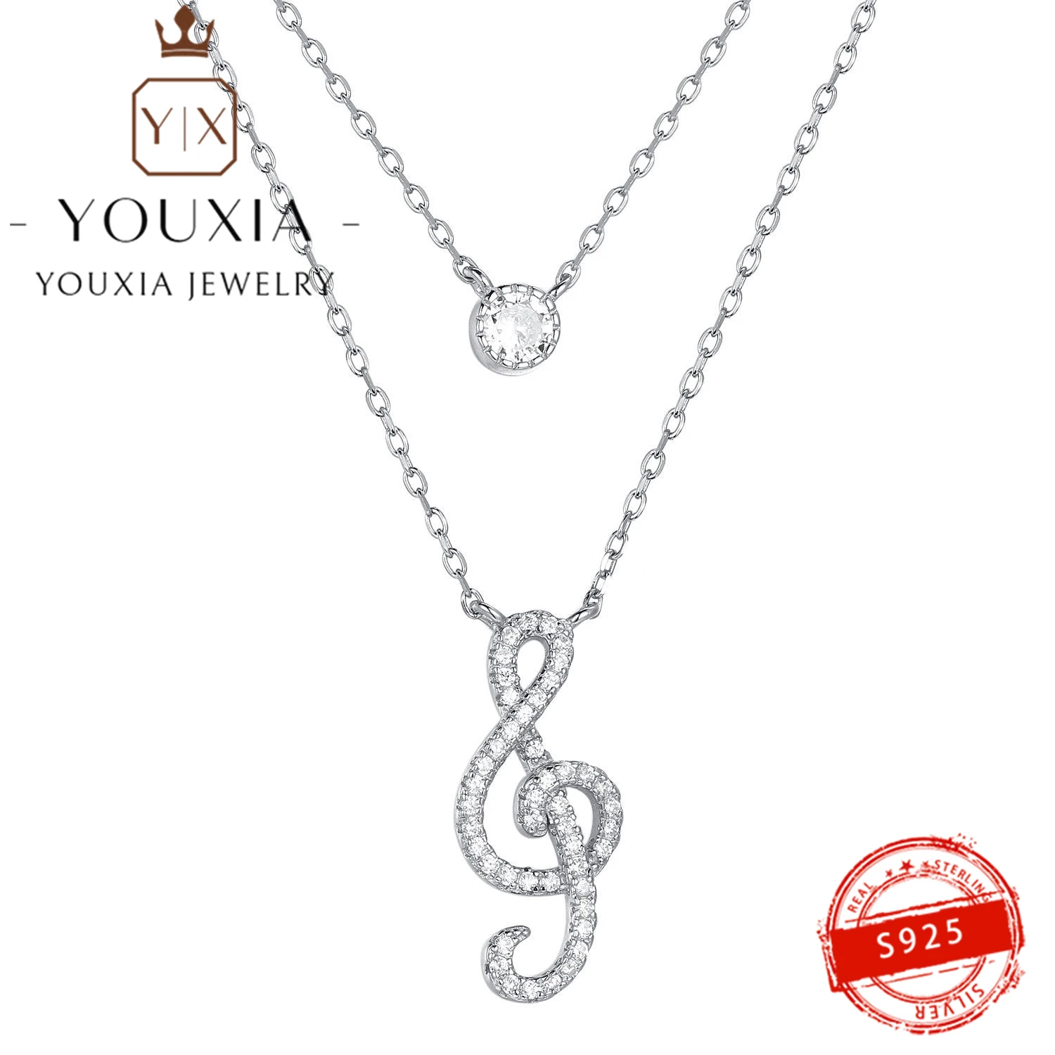 

Hot Selling Private Label DIY925 Silver Niche Music Symbol Design Party Banquet Fashion Personality Ladie Exquisite High Jewelry