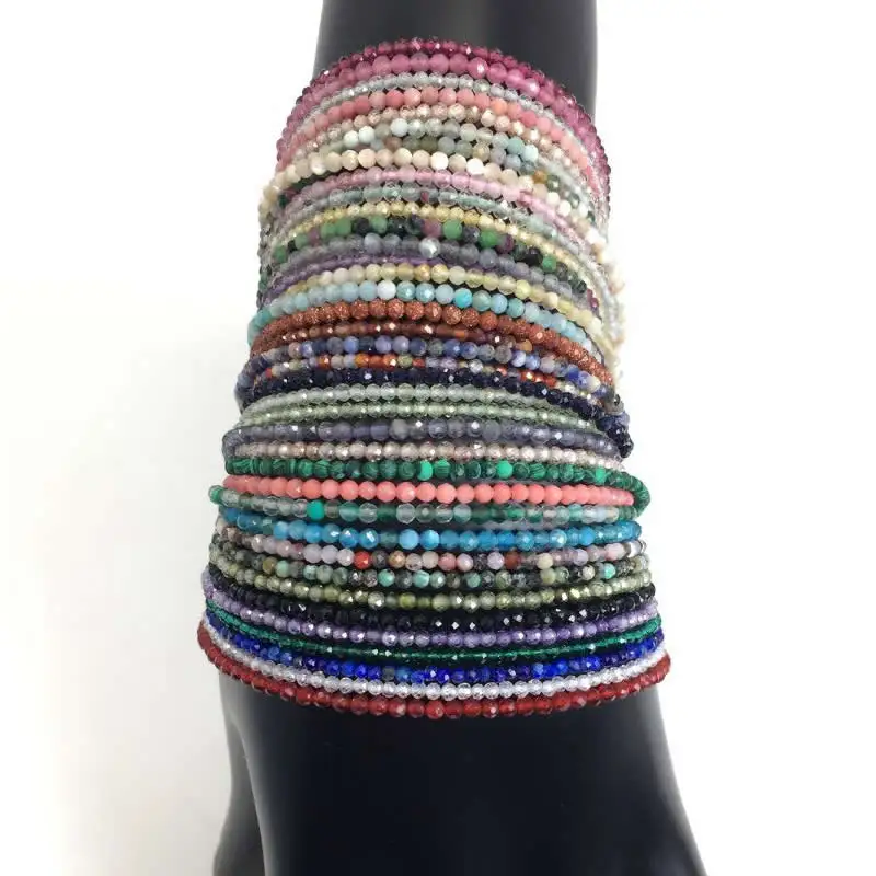 Ожерелье из натурального камня браслет бисера 2 мм граненый кристалл кварцевый