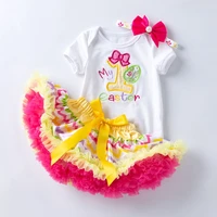 bebe easter fashion clothes set girl embroidery bodysuit colorful tutu skirt hairband 3pcs girls bodysuits with egg 0 2t set
