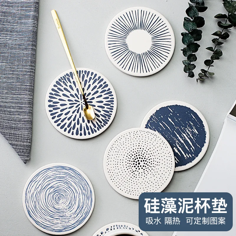 

Hot Sale Diatomite Absorbent Mat Coaster Drink Coffee Cup Mat Easy To Clean Placemats Round Tea Pad Table Pad Holder