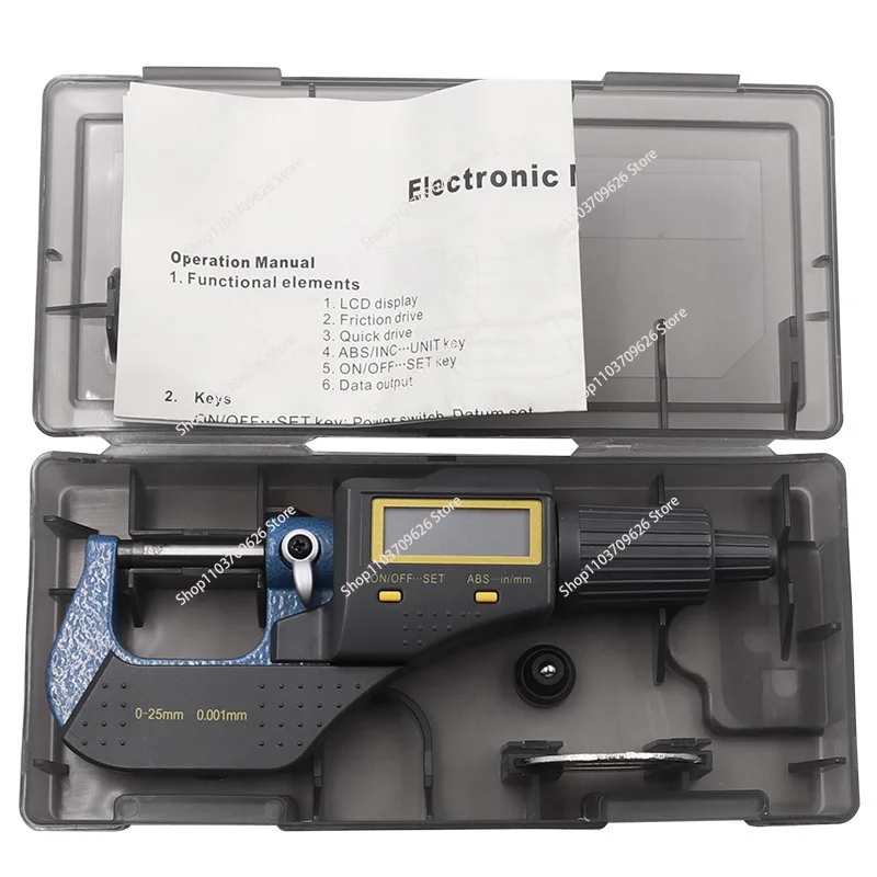 Цифровой Электронный микрометр измеритель толщины 0-25 мм с коробкой 0 001
