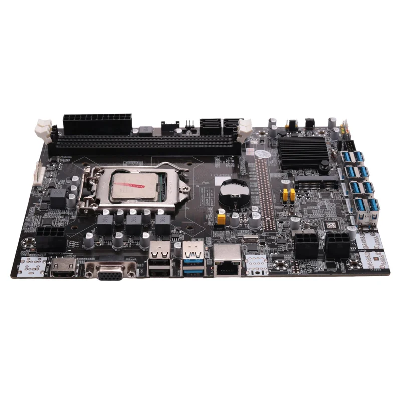 

B75 BTC Mining Motherboard+Random CPU LGA1155 8XPCIE USB Adapter Support 2XDDR3 MSATA B75 USB BTC Miner Motherboard