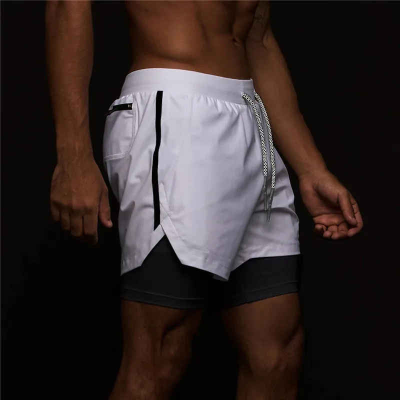 2022 New Running Shorts Men 2 In 1 Double-deck Quick Dry Gyms Sport Shorts Fitness Jogging Workout Shorts Men Sports Short Pants